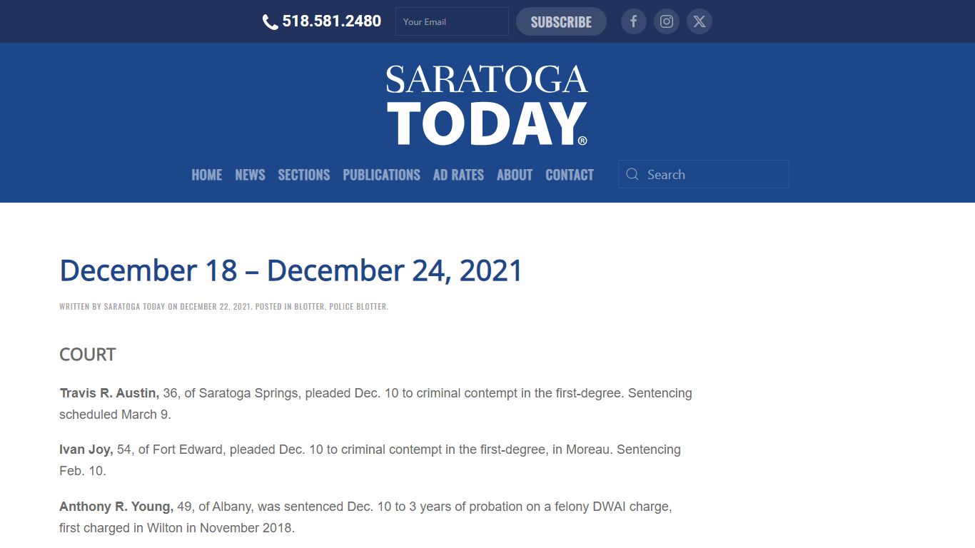 Police Blotter Archives - Saratoga TODAY newspaper